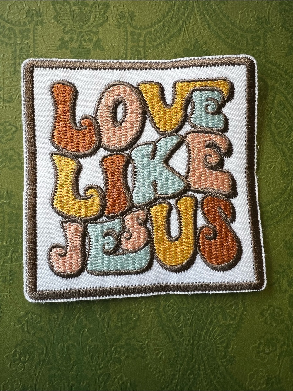 Iron on Retro 'Love Like Jesus' Embroidered Patch - Multicolor